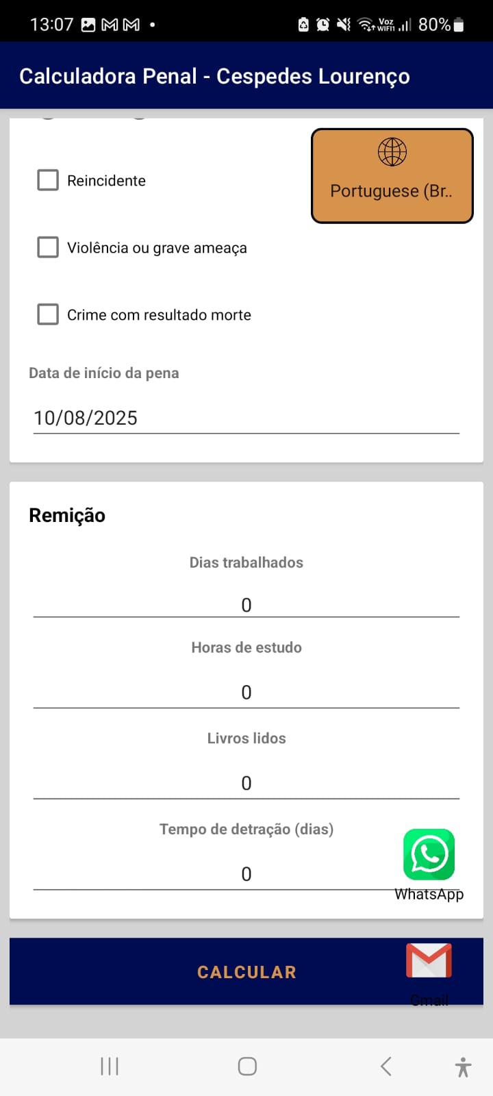 Tela Calcular - Calculadora Penal